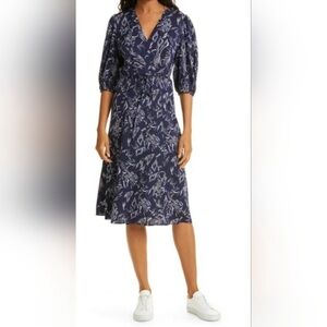 Nordstrom Signature Navy Blue Floral Midi Dress